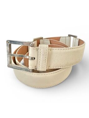 Loewe Ivory Leather & Silver Belt